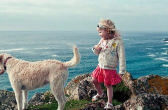 девочка с собакой на берегу